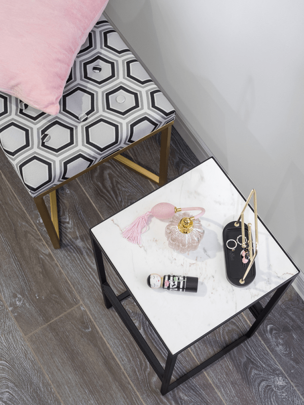 Приставной столик черный с мраморным топом 31 см FOR MISS  264006 Серый;черный  - Вид №3