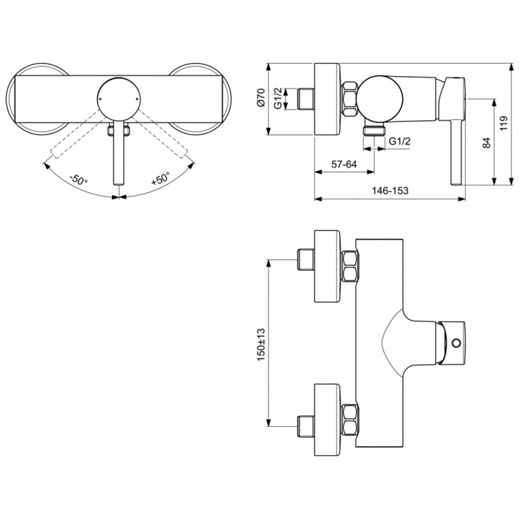BC200AA Смеситель для душа Ideal Standard CERALINE - Вид №6
