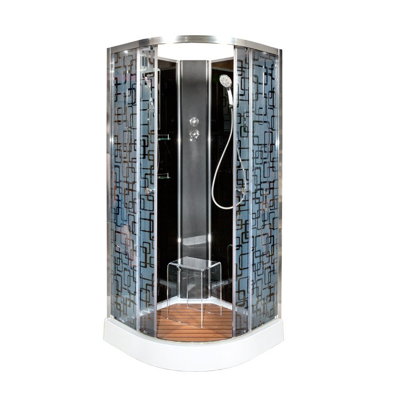 ЕМ1510 с электрикой (эл.) Душевая кабина DETO Серия EM BМ1510 N (без крыши) BLACK - Вид №2