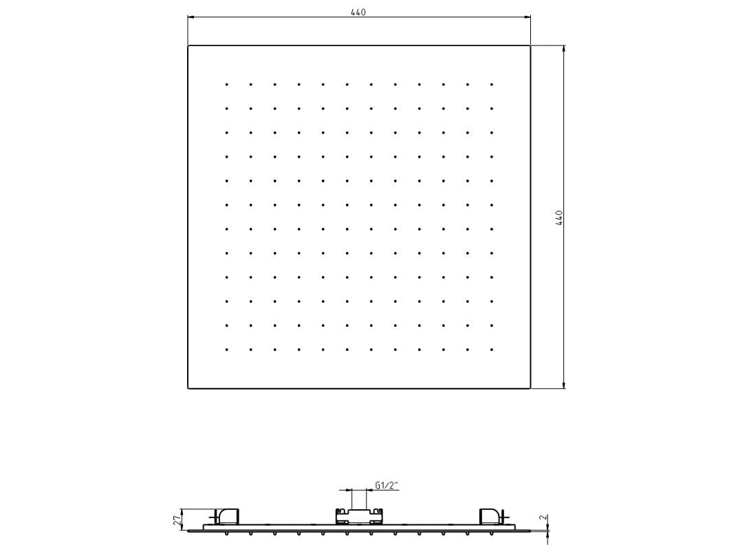 Квадратная потолочная душевая головка с системой защиты от накипи Rubinetterie Frattini душевые ARCH-00113030 - Вид №6
