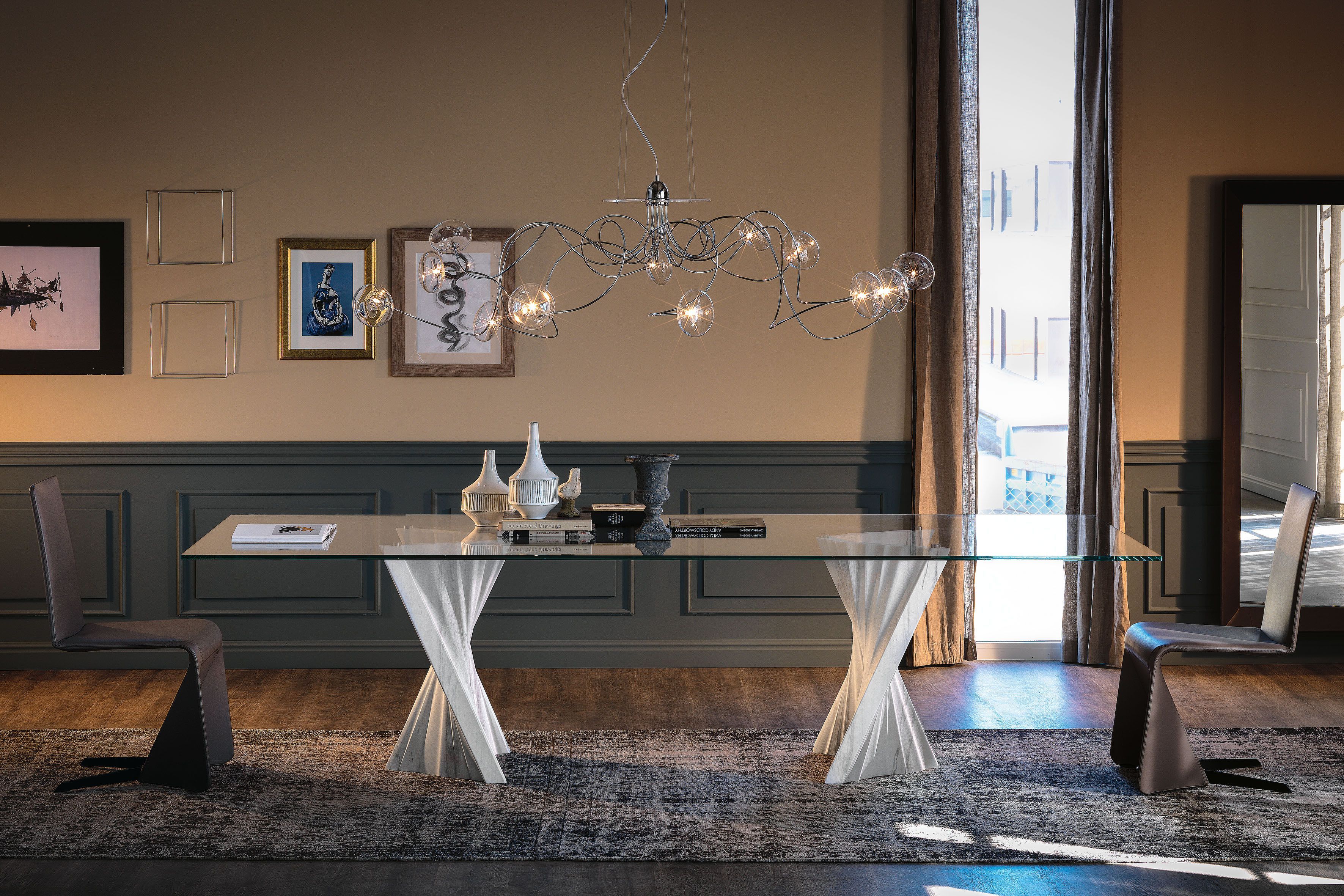 Прямоугольный стол из хрусталя и мрамора Cattelan italia PLISSET ARCH-00130083 - Вид №2