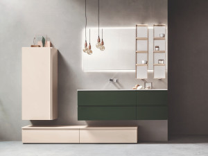 Шкаф с одной раковиной с выдвижными ящиками