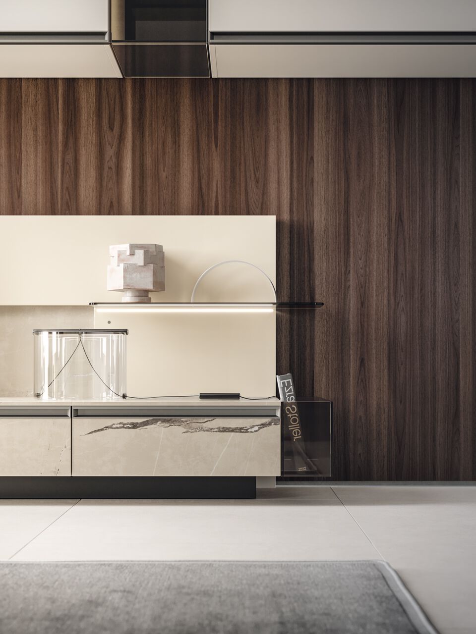 Деревянная секционная оборудованная стена со встроенным освещением Santalucia Mobili Scacco ARCH-00013411 - Вид №1