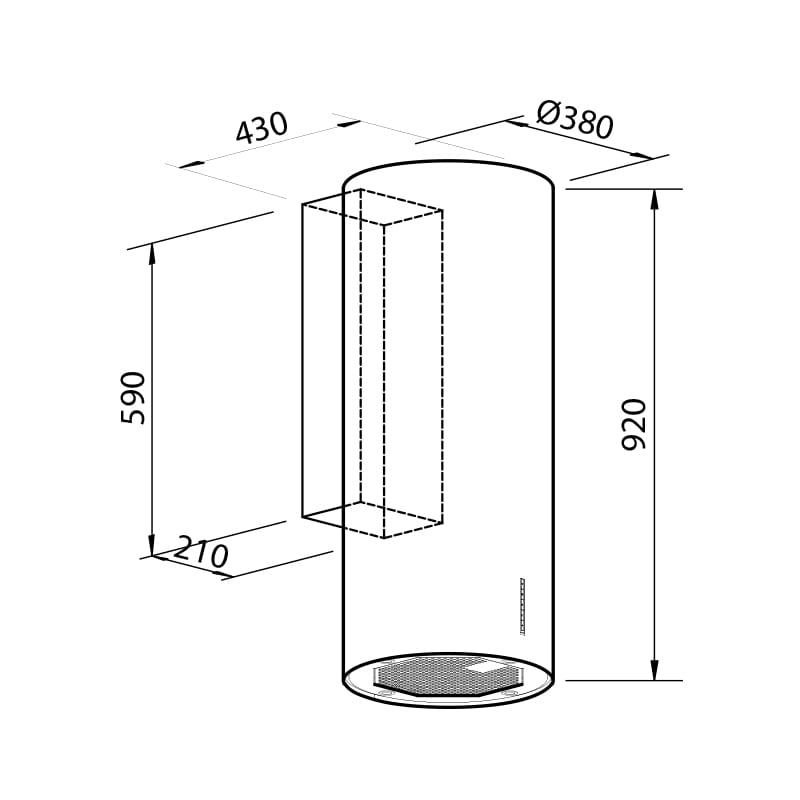 Настенный вытяжной шкаф из нержавеющей стали со встроенным освещением Foster цилиндр ARCH-00110579 - Вид №2