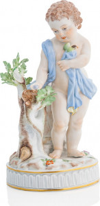85868 Meissen Фигурка 17 см "Мальчик с птичьим гнездом и птичкой" Фарфор