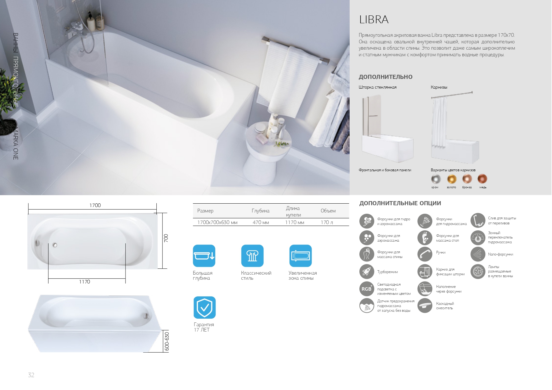 03707 Ванна Marka One LIBRA 170х70 1 Marka LIBRA - Вид №4