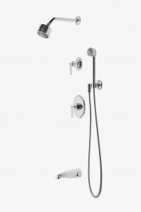 TRSP24 Комплект для транзитного душа с балансировкой давления с душевой лейкой 3 1/4 дюйма, ручным душем, изливом ванны и рукояткой отводного рычага Waterworks