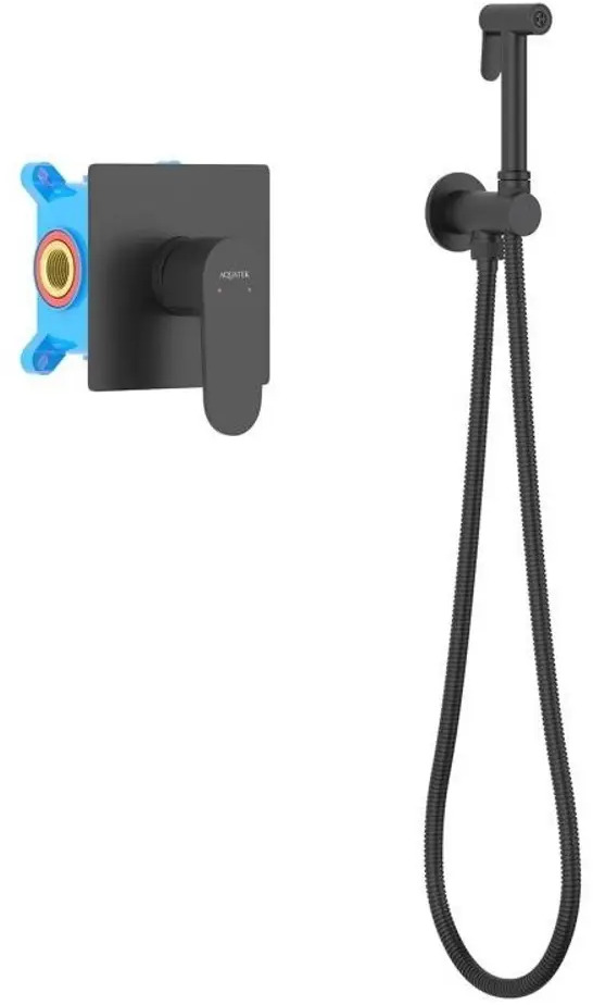 91649284 Набор из гигиенического душа и шланга Aquatek Оберон AQ1219MB с держателем цвет черный матовый STLM-0996231