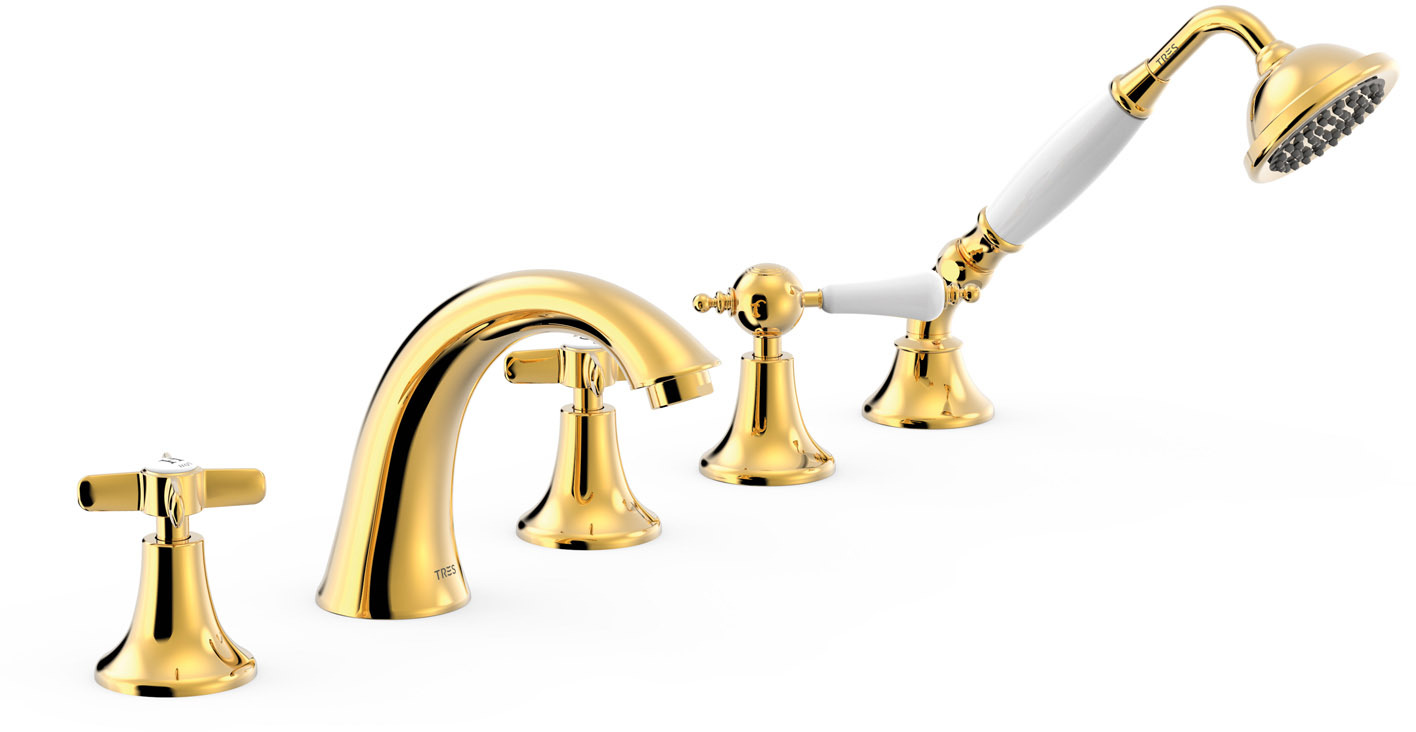 Смеситель для ванны TRES CLASIC с двумя ручками -24214602OR TRES