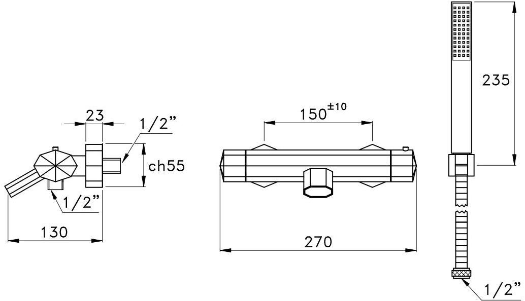 RUBINETTERIE STELLA Смеситель для ванны с ручным душем Firenze sun-id-1476787 - Вид №2