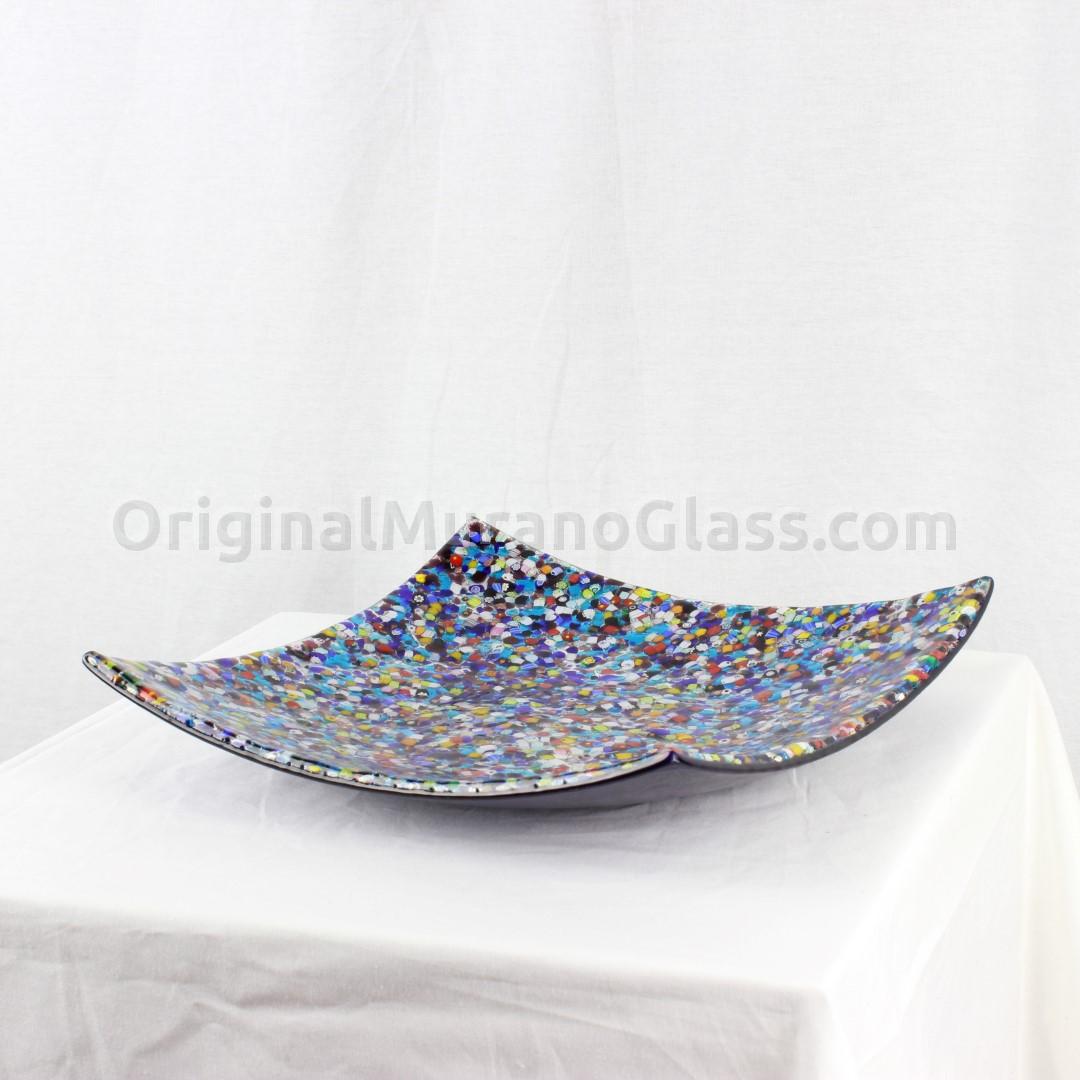 343 ORIGINALMURANOGLASS Квадратное блюдце с синей мозаикой Redentore - муранское стекло OMG 10 см  - Вид №1