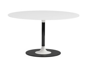 Круглый стол с хрустальной столешницей и стальным основанием