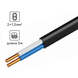 Кабель TDM ELECTRIC ВВГпнг-LS 2x1.5 мм² 5 м - огнестойкий силовой 85430206