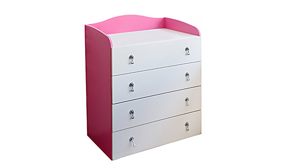 Комод детский с 4 ящиками и бортиками "Зефир" МАНДАРИН ЗЕФИР 178704 Белый;розовый Santreyd  - Вид №2