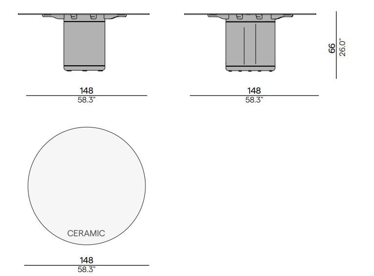 Круглый керамический обеденный стол с колесами MANUTTI Ogado ARCH-00128734 - Вид №2