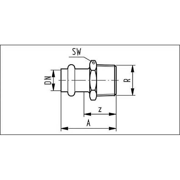 617243G221 SANHA 17243G пр.-фит. газ, нерж.сталь, ниппель переходной ВПр-НР 22x1 мм  - Вид №1