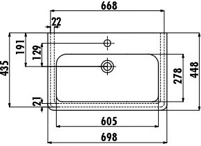 IP070-00CB00E-0000 Раковина IP070 мебельная (45*70см) IP070.00000 Creavit  - Вид №1