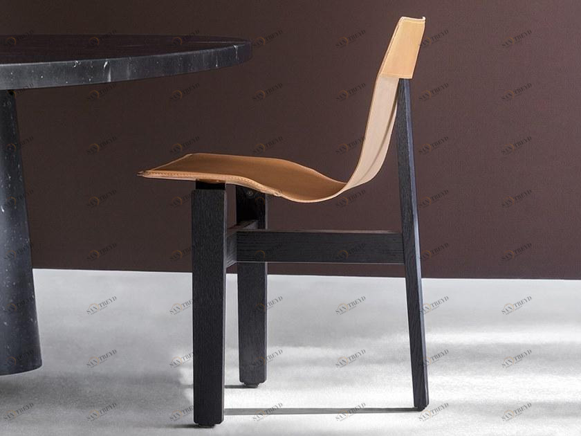 Agapecasa Стул с дубовой структурой и кожаным сиденьем sun-id-1405587