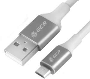 GCR-51711 кабель 1.0m usb 2.0, am/microb 5pin, белый, алюминиевый корпус серебро, белый пвх, 28/28 awg, Greenconnect