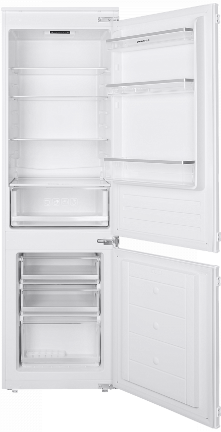 MBF177SW Холодильник встраиваемый / тип: двухкамерный с статической системой в холодильном и морозильном отделении.тип установки: встраиваемый.общий/полезный объем, л: 273/270.управление: электронное.класс энергопотребления: a+.тип хладогента: r600a.клима Santreyd  - Вид №1