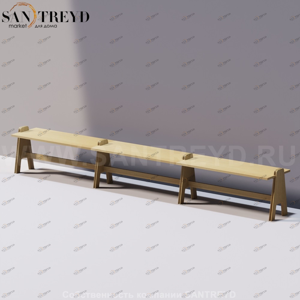 Agape CAVALLETTO Тройная скамья под натуральный дуб ACVL0393RT