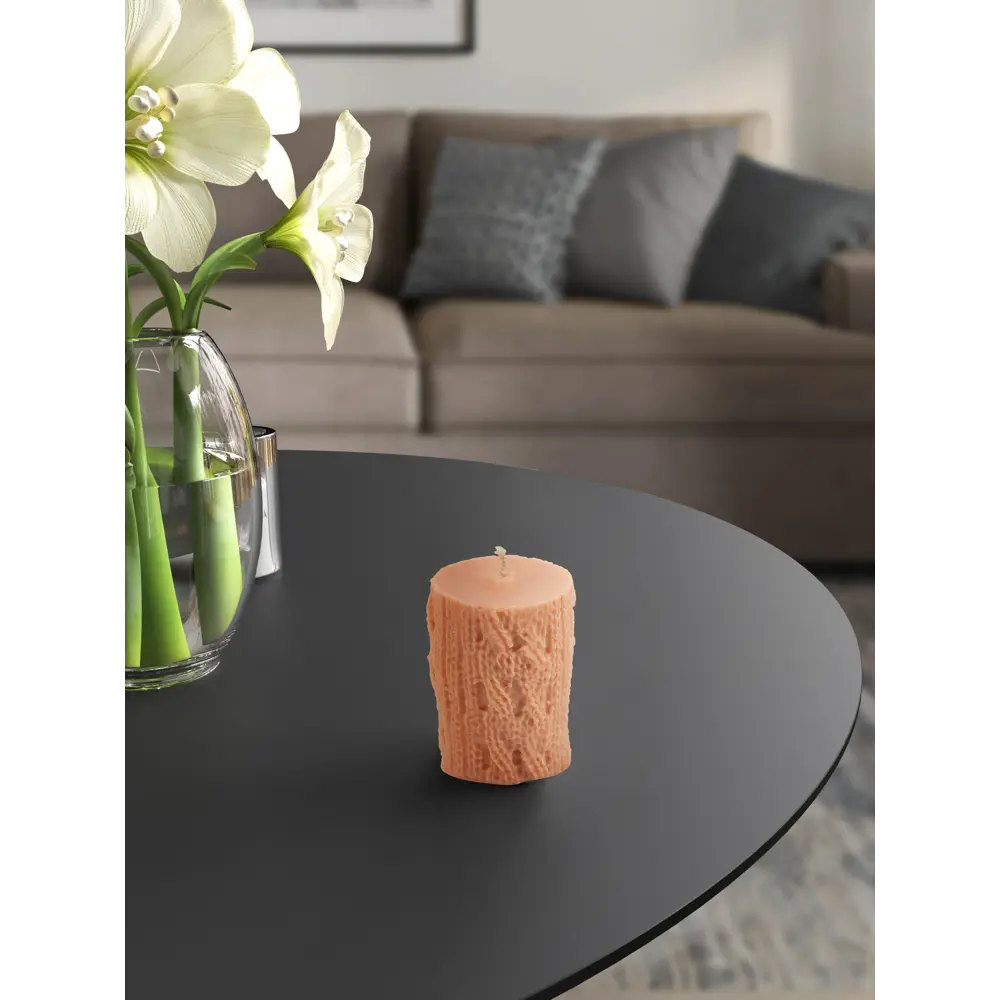 Свеча формовая Столбик с узором розовая 7.2 см Santreyd STLM-2013883 - Вид №2