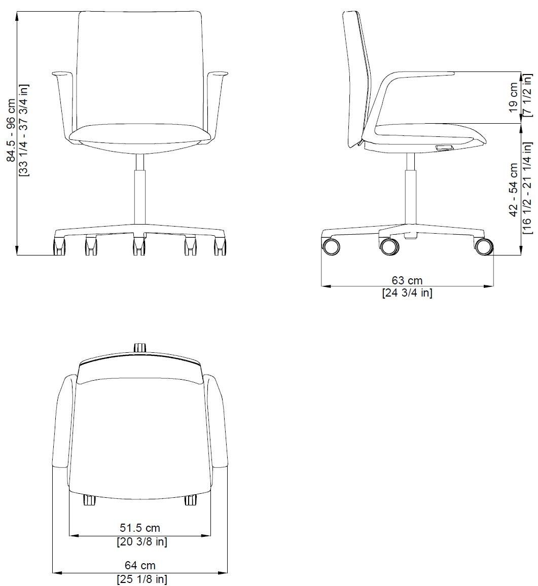Тканевый офисный стул с колесами с подлокотниками Arper Kinesit ARCH-00049325 - Вид №11