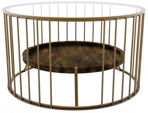 Il Bronzetto Низкий круглый латунный журнальный столик Cage Cag05 double