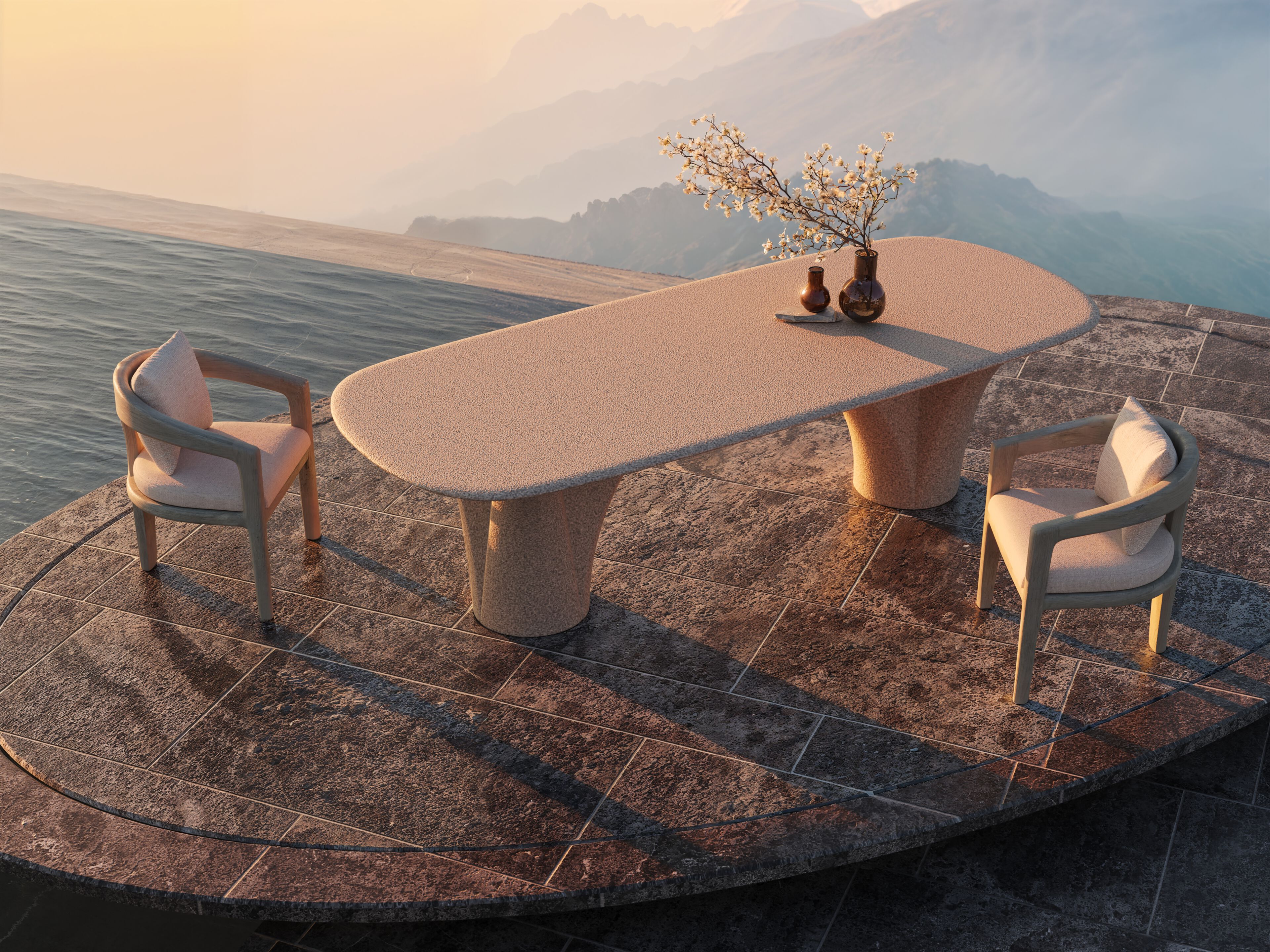 Овальный садовый стол из песчаника SNOC Savio ARCH-00150265 - Вид №2