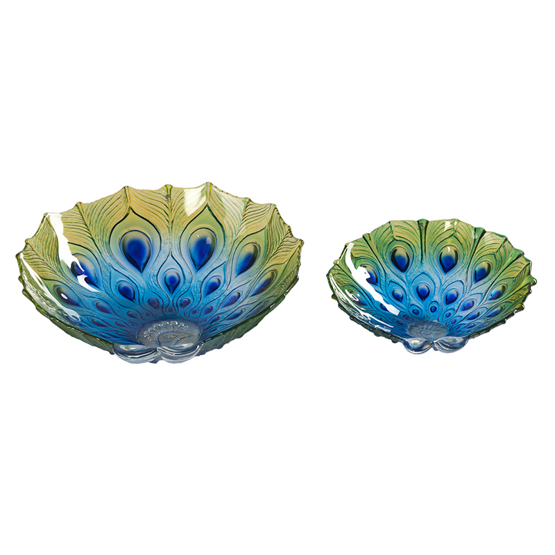 5618 Набор две хрустальные чаши «Павлин», 280 мм. и 200 мм. Maleras 