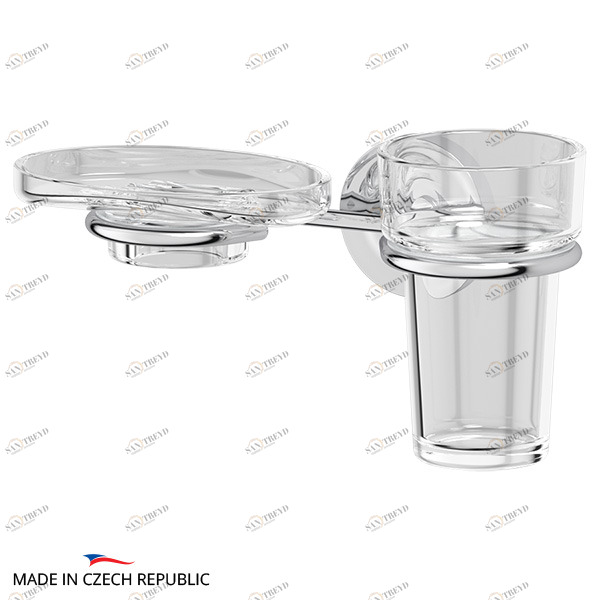 Держатель с прозрачными мыльницей и стаканом Ellux ELEGANCE ELE 008-C01 sun-id-561303