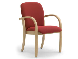 Стул из ламинированного дерева и ткани с подлокотниками