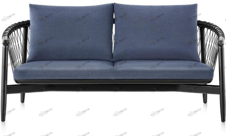 Herman Miller 2-х местный диван из дерева и ткани Crosshatch sun-id-1488065