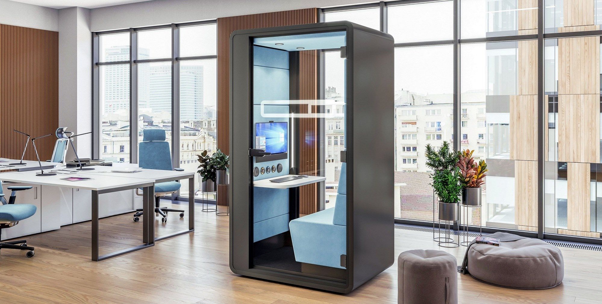 Мультимедийная акустическая офисная кабина со встроенным освещением Mikomax Smart Office Hushoffice ARCH-00110305 - Вид №2