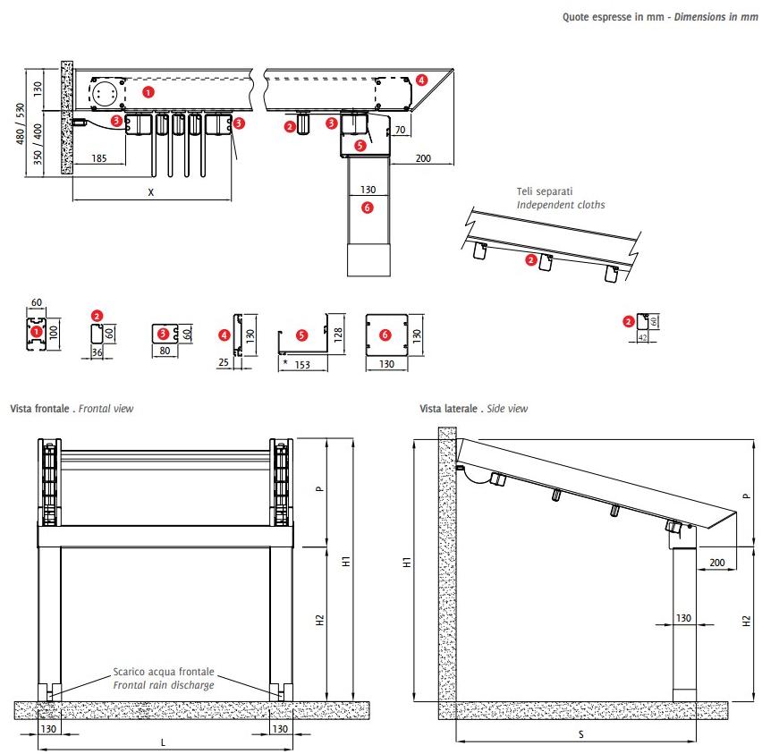 BT Group Пристенная пергола из ткани Pergopayr sun-id-1437148 - Вид №1