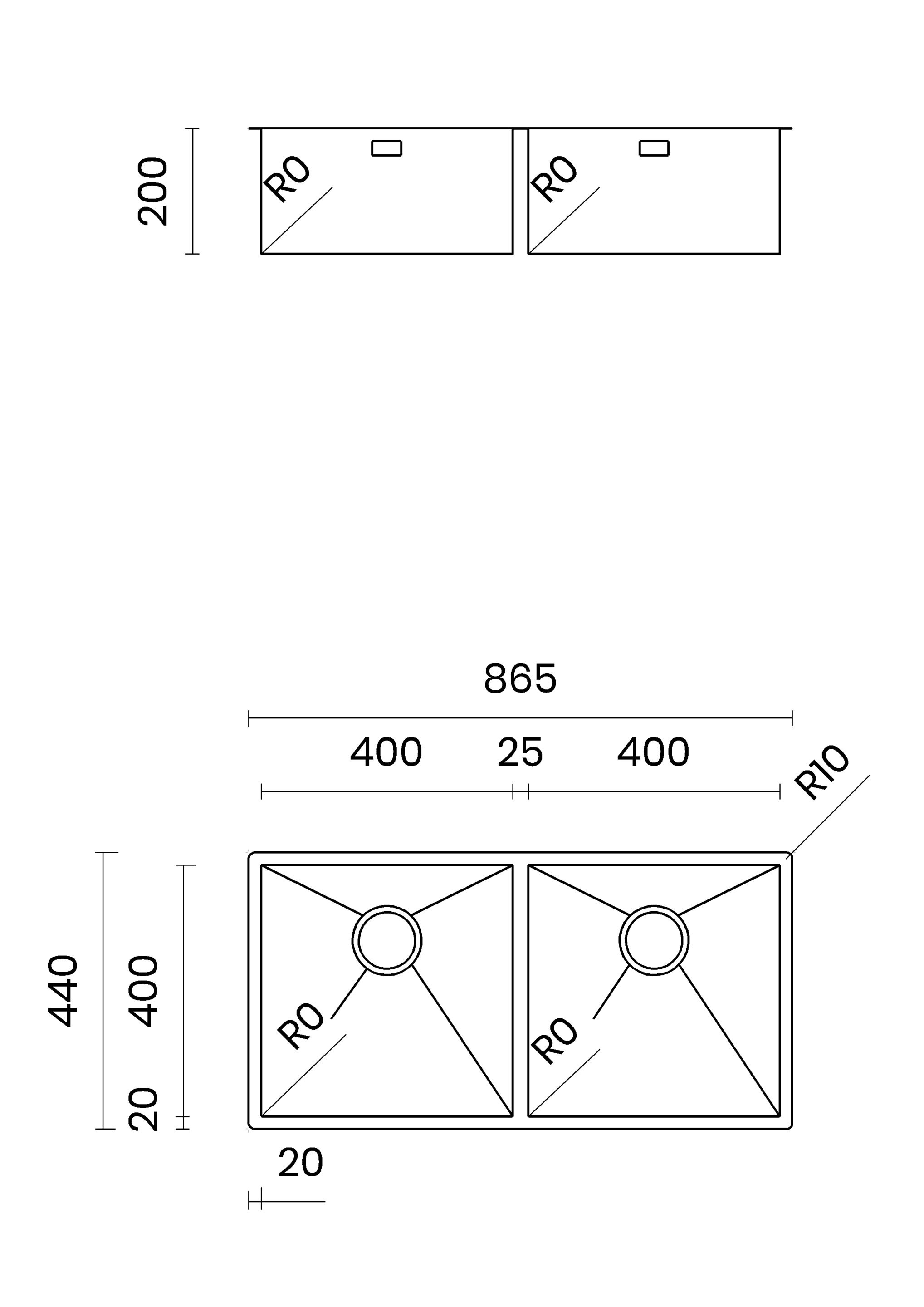 2 раковины из нержавеющей стали TASCA нулевой радиус ARCH-00056178 - Вид №2
