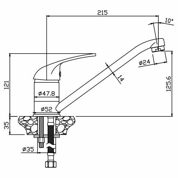 40-01 VECTOR  Смеситель для кухни  ARGO kran 4001vector - Вид №1
