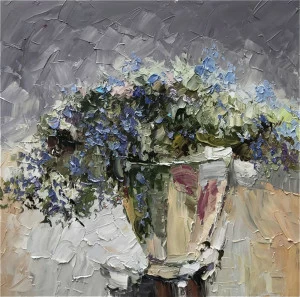 Картина на холсте 100х100 см "Фиалка" EVENHOME КАРТИНЫ МАСЛОМ 129932 Бежевый;серый