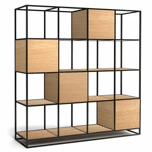 Стеллаж книжный открытый светлый дуб Kvadra 4 INTELLIGENT DESIGN СТЕЛЛАЖИ KVADRA 260776 Коричневый;черный