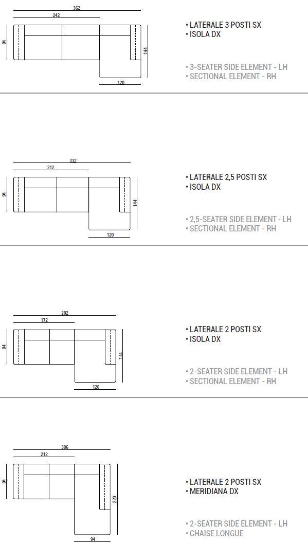 Dall'Agnese Диван из ткани с шезлонгом sun-id-1356171 - Вид №3