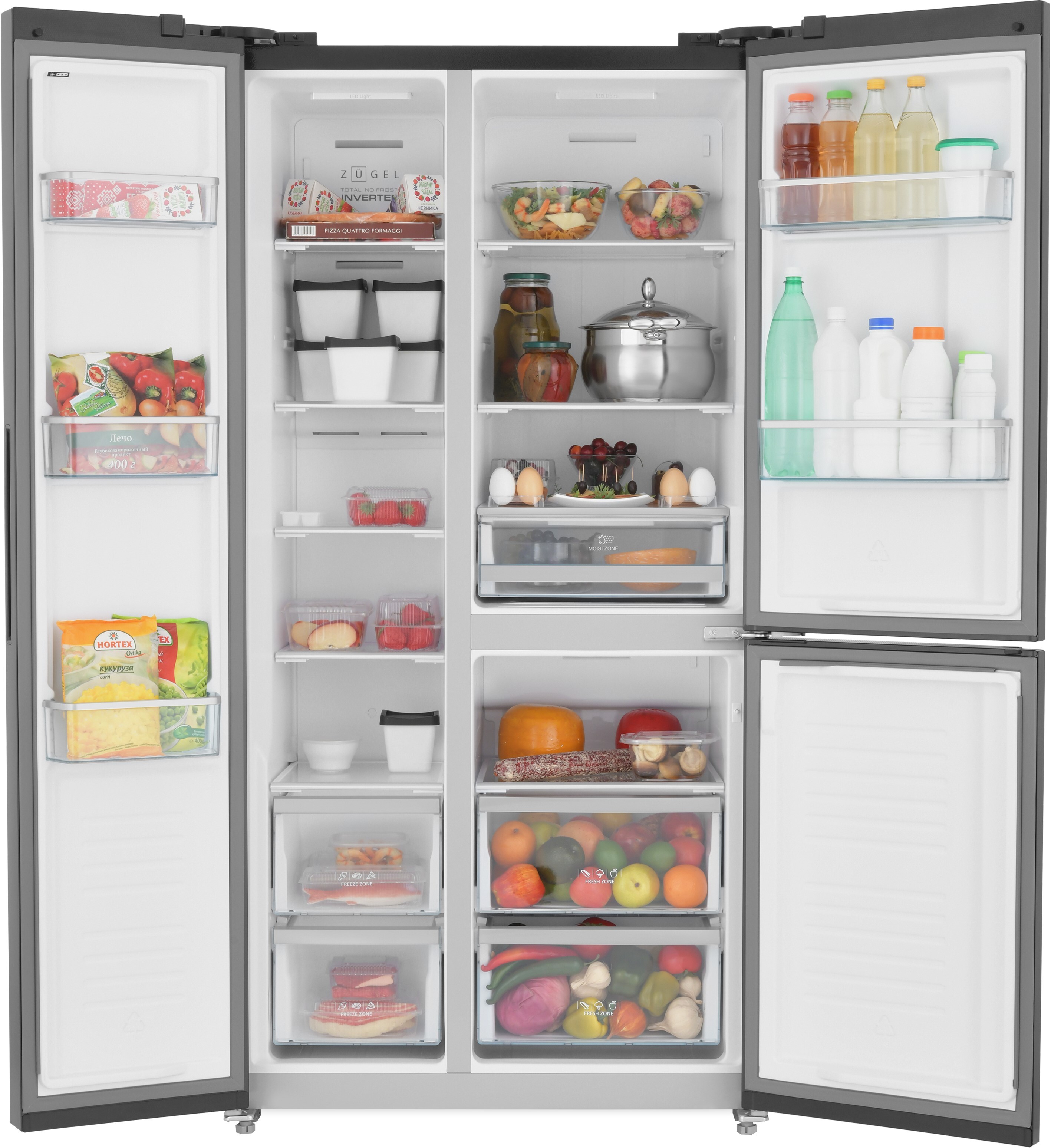 9185196 Холодильник Side by Side   ZUGEL ZRTD459XB черный STDN-0120863 - Вид №3