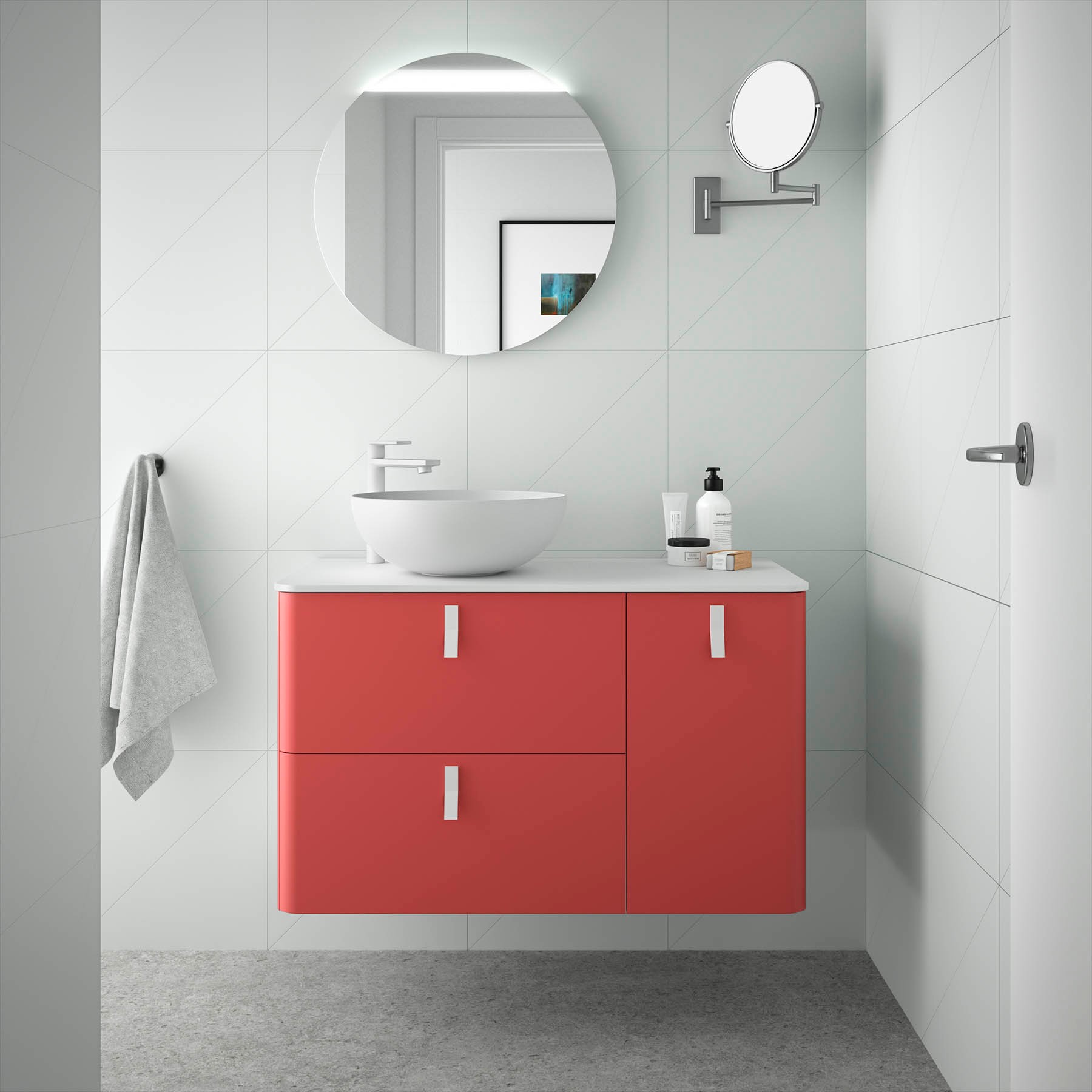 24638 SALGAR Мебель для умывальника UNIIQ 1200 правая ROJO Рохо 