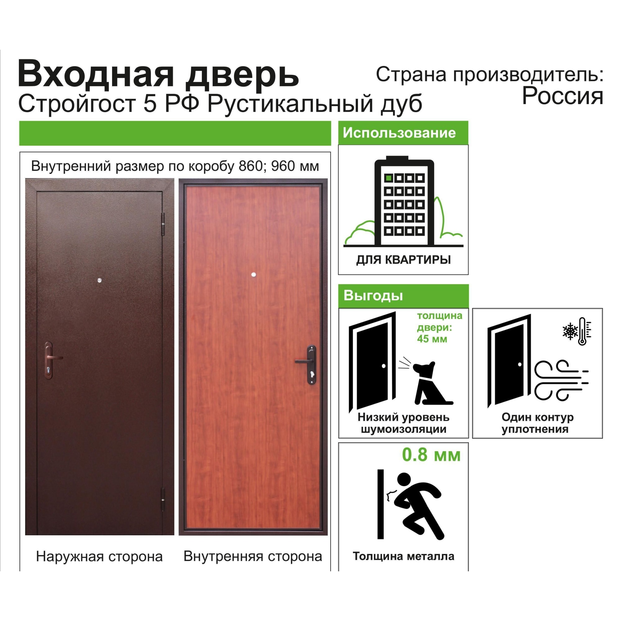 82127928 Дверь входная металлическая Стройгост 5, 860 мм, правая, цвет рустикальный дуб Santreyd  - Вид №9
