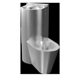 94185 Пьезо антивандальный угловой комплект унитаза с умывальником, напольный унитаз направо SANELA