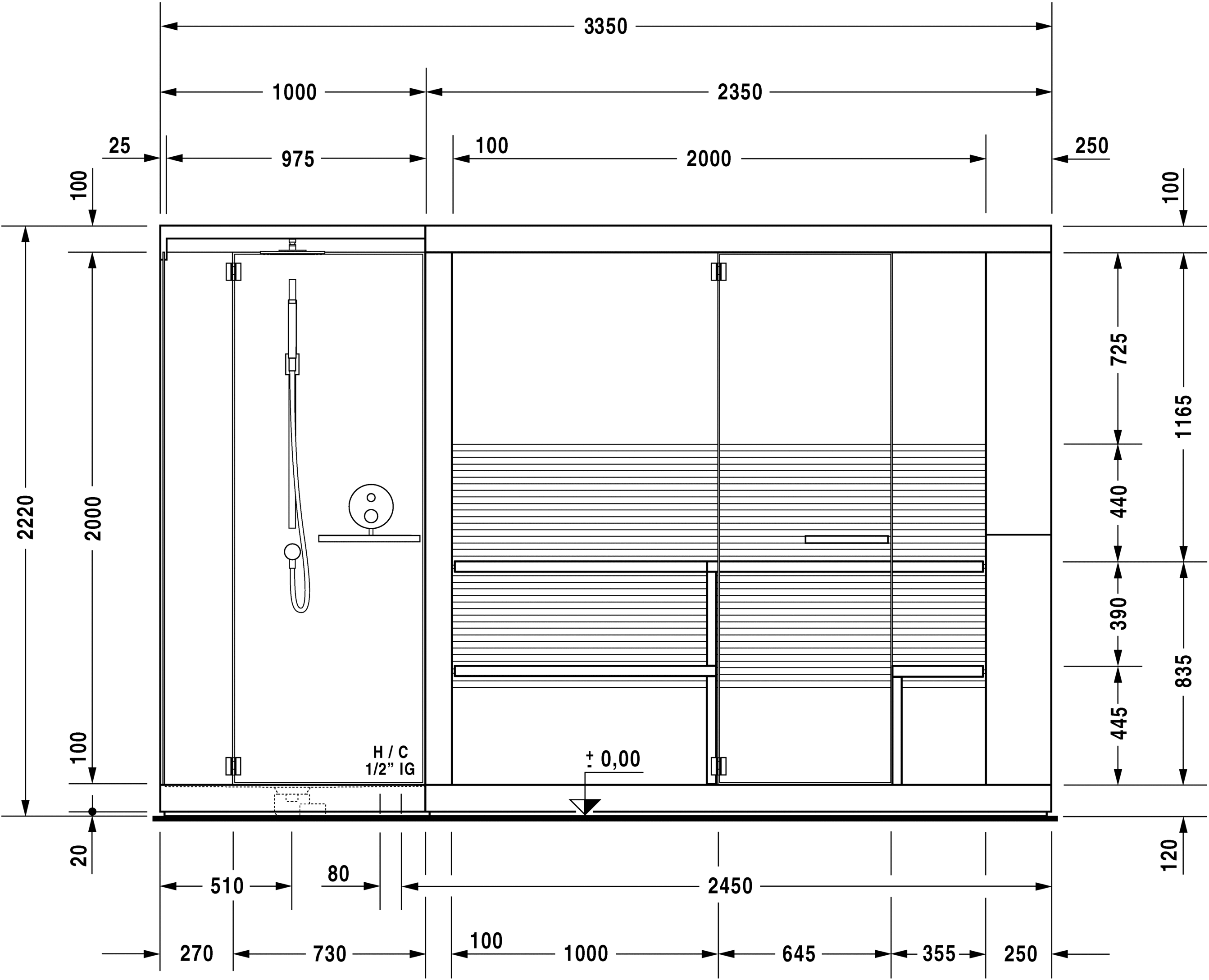 750513002011000 Inipi Сауна Inipi Ama, пристенный и угловой вариант
Исполнение: американский орех (нат.шпон) Белый глянцевый декор Duravit  - Вид №3