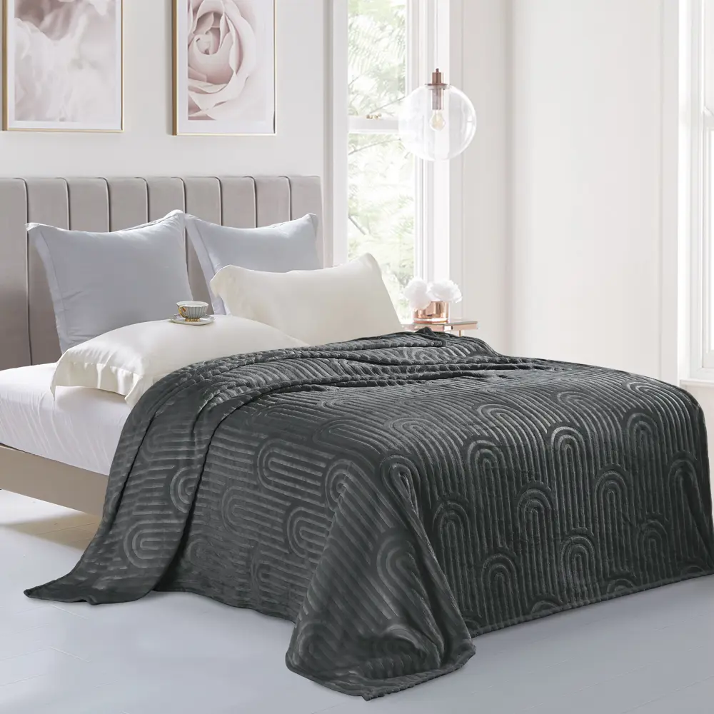 Плед Engera 180x200 см велсофт цвет графит СТОЛИЦА ТЕКСТИЛЯ STLM-2195323 - Вид №3