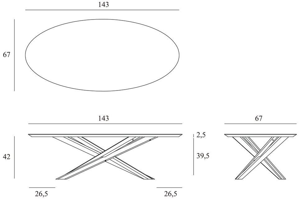 Ethnicraft Овальный журнальный столик из дуба Oak mikado 50544 - Вид №3