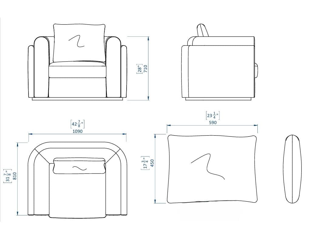 Тканевое кресло с подлокотниками Casa Magna Essence ARCH-00116480 - Вид №5