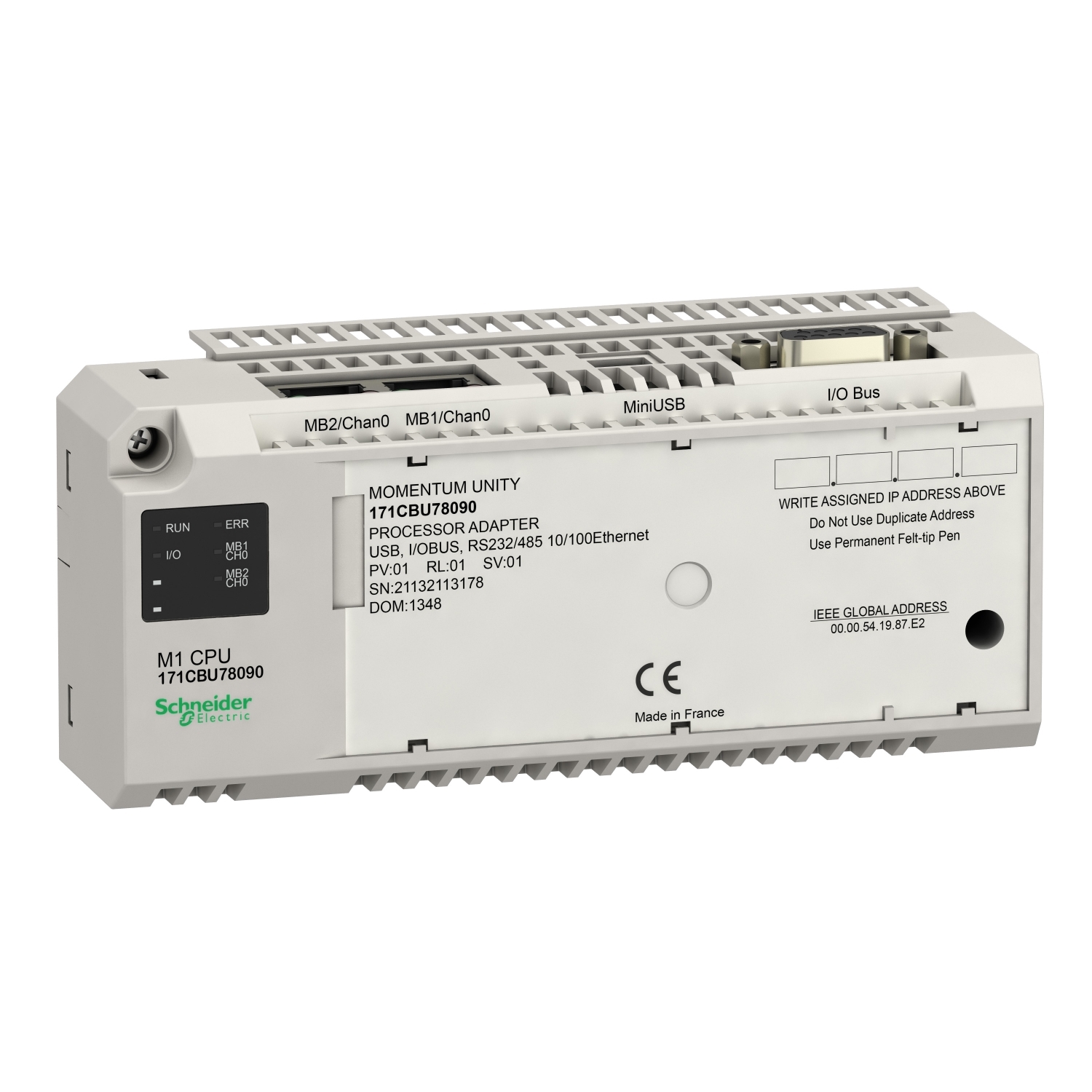 171CBU78090 Процессор Momentum Unity M1 (Serial 232/485, Serial 485, USB, IO Bus, RTC) Schneider Electric Промышленные ПЛК Modicon 