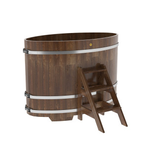 1515 Купель овальная из сращенных ламелей лиственницы 0,92х1,66х1,2 морёная Alyarus